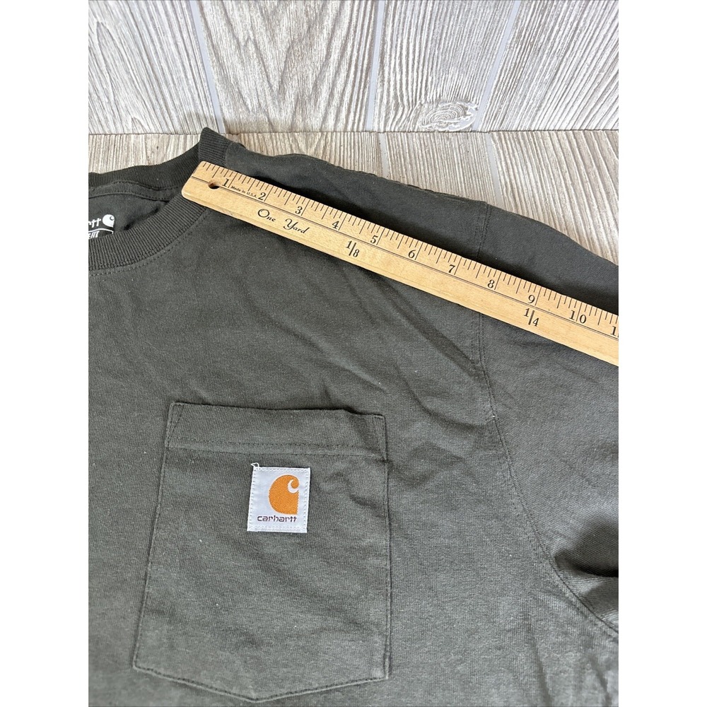 Carhartt T-Shirt Mens LARGE Green Crew Neck Short‎ Sleeve Loose Fit Workwear - Picture 7 of 10